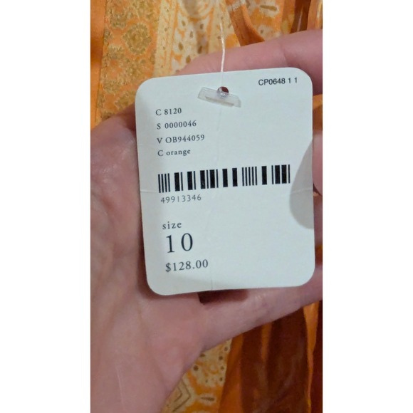 Free People Orange Floral Print Wrap Maxi Skirt Size 10 - Picture 7 of 12